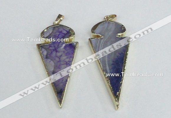 NGP1925 30*65mm arrowhead agate gemstone pendants wholesale