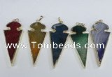 NGP1927 30*65mm arrowhead agate gemstone pendants wholesale