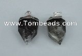 NGP1937 18*35mm - 20*40mm faceted nuggets smoky quartz pendants