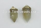 NGP1938 18*35mm - 20*40mm faceted nuggets yellow phantom quartz pendants