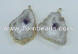 NGP1950 30*40mm - 45*55mm freeform druzy agate & amethyst pendants