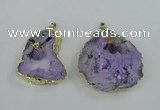 NGP1951 30*40mm - 45*55mm freeform druzy agate & amethyst pendants