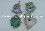 NGP1956 30*40mm - 45*55mm freeform druzy agate & amethyst pendants