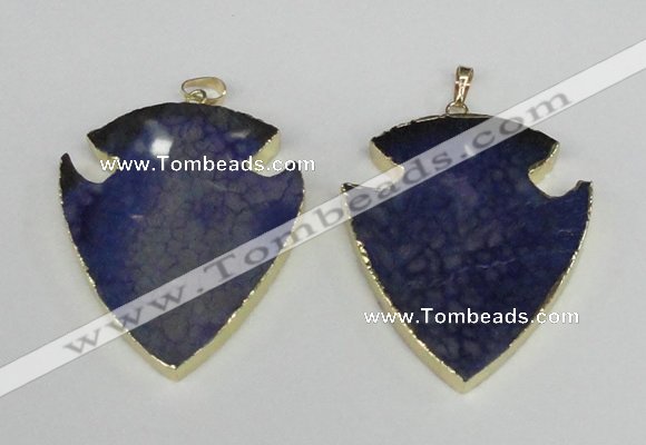 NGP1961 47*57mm arrowhead agate gemstone pendants wholesale