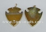 NGP1963 47*57mm arrowhead agate gemstone pendants wholesale