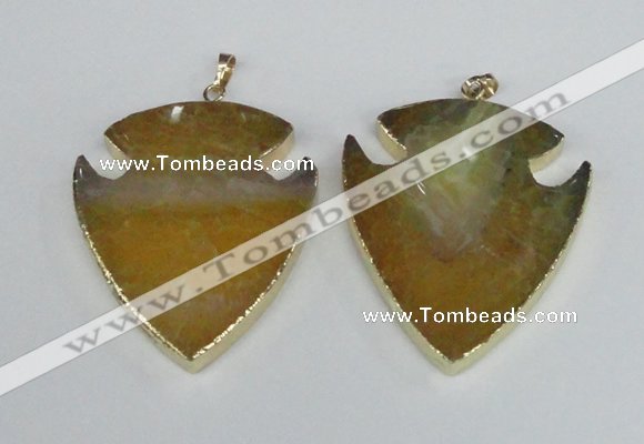 NGP1963 47*57mm arrowhead agate gemstone pendants wholesale