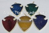 NGP1966 47*57mm arrowhead agate gemstone pendants wholesale