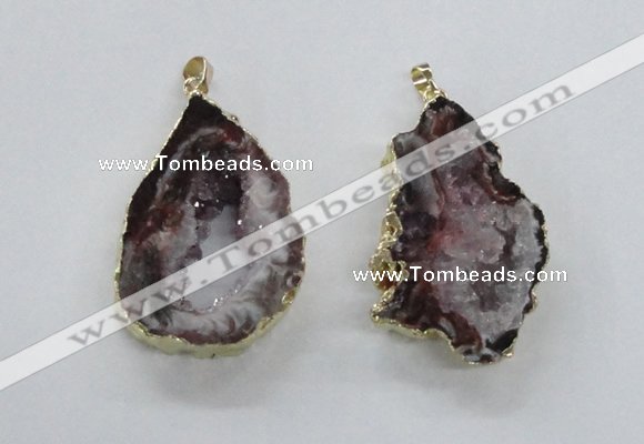 NGP1969 25*40mm - 30*50mm freeform druzy agate gemstone pendants