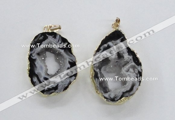 NGP1973 25*40mm - 30*50mm freeform druzy agate gemstone pendants