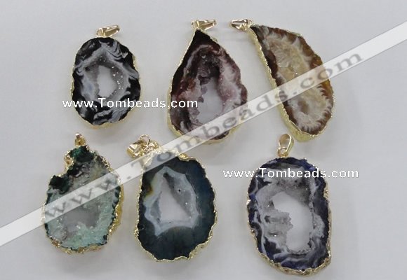 NGP1974 25*40mm - 30*50mm freeform druzy agate gemstone pendants