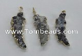 NGP1988 15*40mm - 20*50mm wing-shaped druzy agate pendants