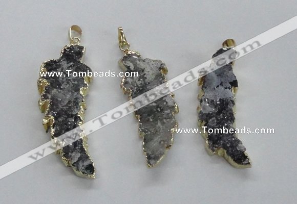 NGP1988 15*40mm - 20*50mm wing-shaped druzy agate pendants