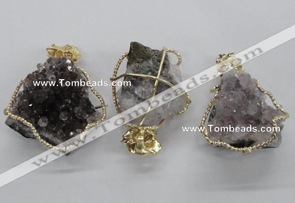 NGP1992 35*40mm - 40*45mm freeform druzy amethyst pendants