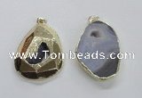 NGP1995 35*45mm - 40*50mm freeform plated druzy agate pendants