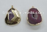 NGP1996 35*45mm - 40*50mm freeform plated druzy agate pendants