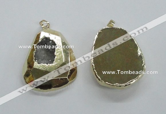 NGP1997 35*45mm - 40*50mm freeform plated druzy agate pendants