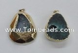 NGP1999 35*45mm - 40*50mm freeform plated druzy agate pendants