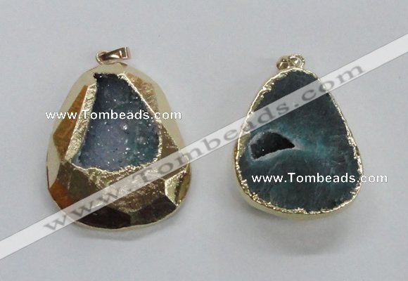 NGP1999 35*45mm - 40*50mm freeform plated druzy agate pendants