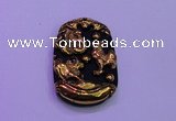 NGP2010 30*40mm carved gold plated matte black obsidian pendants