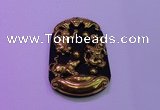 NGP2013 38*55mm carved gold plated matte black obsidian pendants