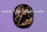 NGP2016 38*45mm carved gold plated matte black obsidian pendants