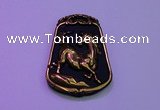 NGP2019 38*52mm carved gold plated matte black obsidian pendants