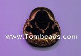 NGP2037 40*45mm carved gold plated matte black obsidian pendants