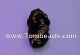 NGP2047 15*20*40mm carved gold plated matte black obsidian pendants