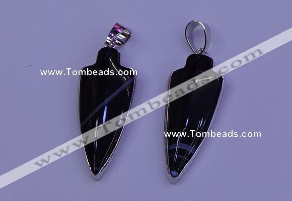 NGP2057 15*40mm - 18*45mm arrowhead striped agate pendants