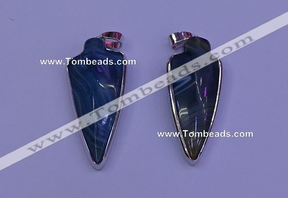 NGP2061 15*40mm - 18*45mm arrowhead striped agate pendants