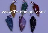 NGP2063 15*40mm - 18*45mm arrowhead striped agate pendants