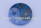 NGP207 6*40mm coin dyed blue lace agate & chrysocolla gemstone pendant