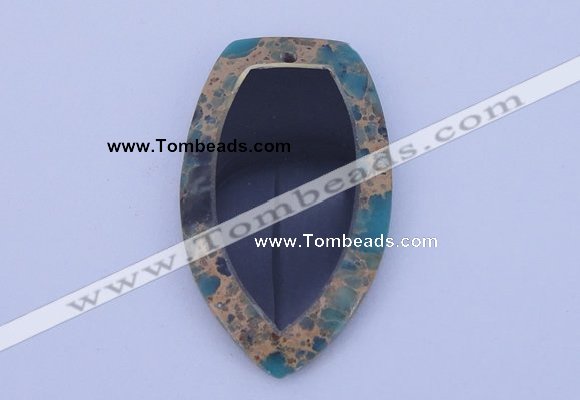 NGP210 30*50mm fashion dyed imperial jasper & black stone pendant