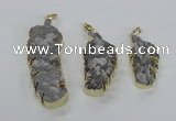 NGP2108 20*40mm - 25*65mm feather-shaped druzy agate pendants