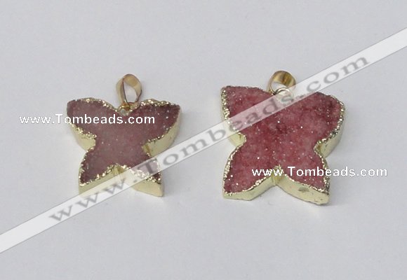 NGP2112 15*20mm - 18*25mm butterfly druzy agate gemstone pendants