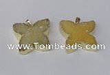 NGP2116 22*30mm - 25*30mm butterfly druzy agate gemstone pendants