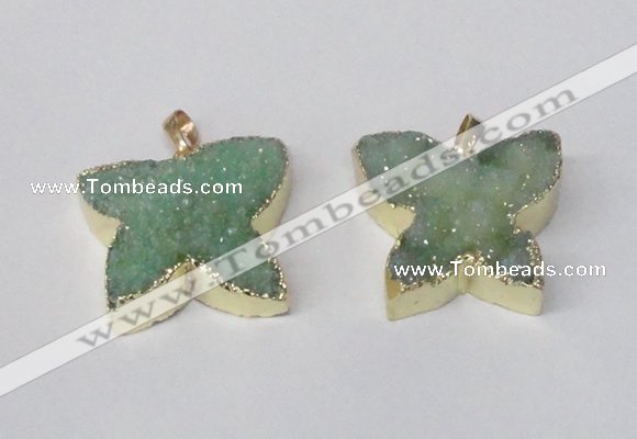 NGP2119 22*30mm - 25*30mm butterfly druzy agate gemstone pendants