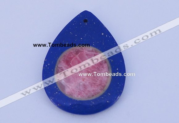 NGP212 37*50mm fashion dyed rhodochrosite & lapis lazuli gemstone pendant