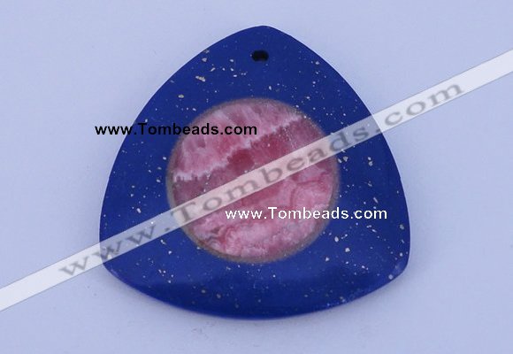 NGP213 45*45mm fashion dyed rhodochrosite & lapis lazuli gemstone pendant