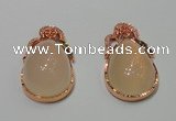 NGP2135 25*42mm agate gemstone pendants with crystal pave alloy settings