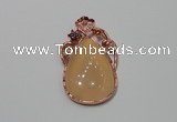 NGP2139 25*45mm agate gemstone pendants with crystal pave alloy settings