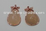 NGP2145 28*48mm agate gemstone pendants with crystal pave alloy settings