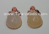 NGP2147 28*48mm agate gemstone pendants with crystal pave alloy settings