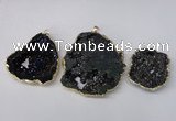 NGP2210 30*40mm - 45*55mm freeform plated druzy agate pendants