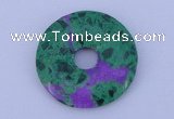 NGP223 5*30mm synthetic ruby zoisite & malachite gemstone donut pendant