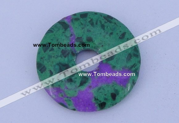 NGP223 5*30mm synthetic ruby zoisite & malachite gemstone donut pendant