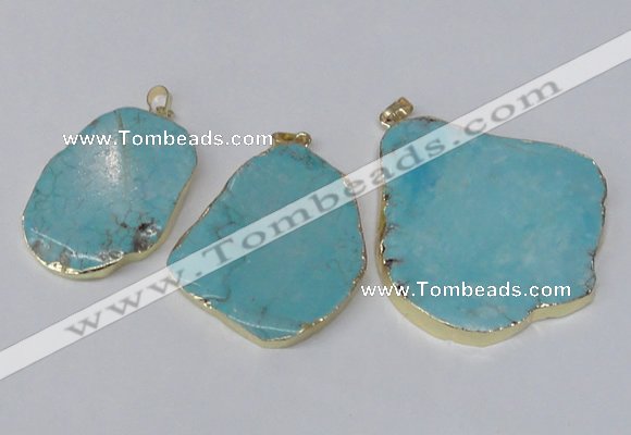 NGP2245 35*40mm - 45*50mm freeform turquoise gemstone pendants