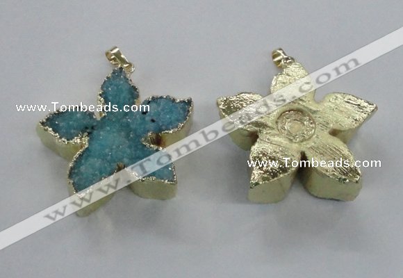 NGP2264 38*40mm - 42*45mm star druzy agate gemstone pendants