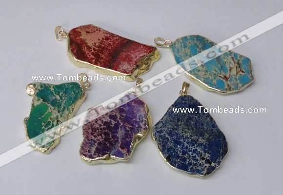 NGP2289 30*40mm - 40*50mm freeform sea sediment jasper pendants