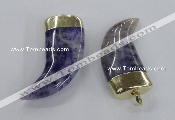 NGP2309 25*60mm - 28*65mm oxhorn agate gemstone pendants